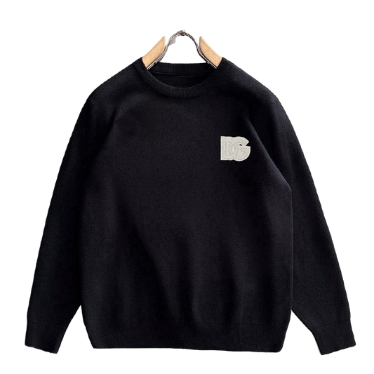 Dolce & Gabbana Men's Black Crew Neck Knitted Sweater With Logo