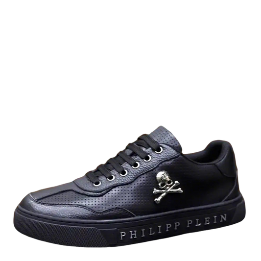 Philipp Plein Black Leather Sneakers With Skull And Crossbones Detail