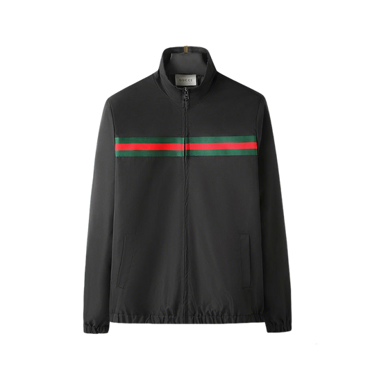 Gucci Black Track Jacket With Iconic Web Stripe