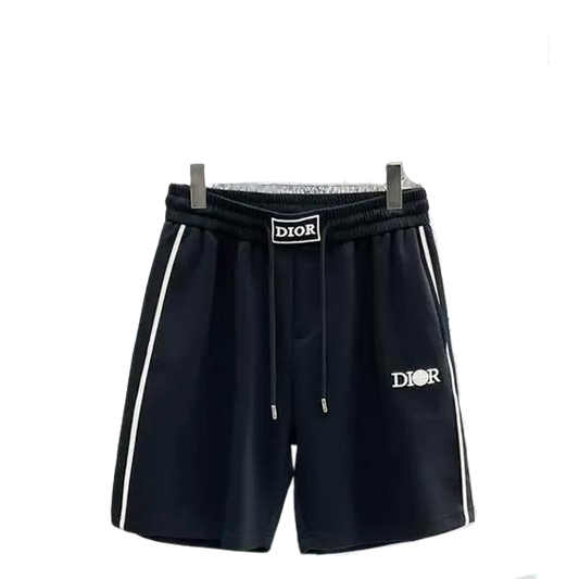 Dior Black Shorts With White Stripes And Brand Logo