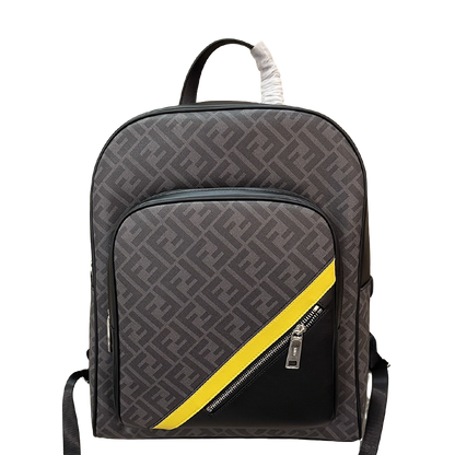 Trendy Fendi Backpack With Signature FF Pattern And Contrasting Yellow Accent 7VZ074