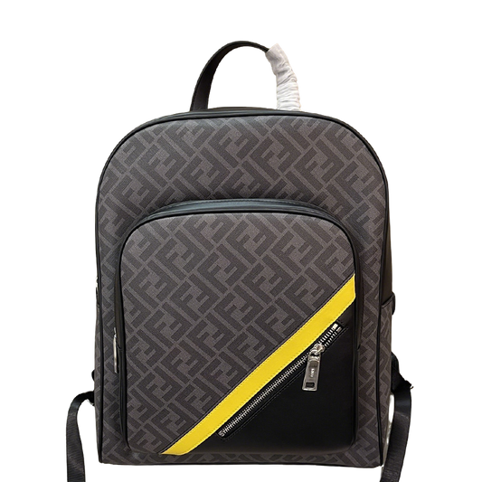 Trendy Fendi Backpack With Signature FF Pattern And Contrasting Yellow Accent 7VZ074