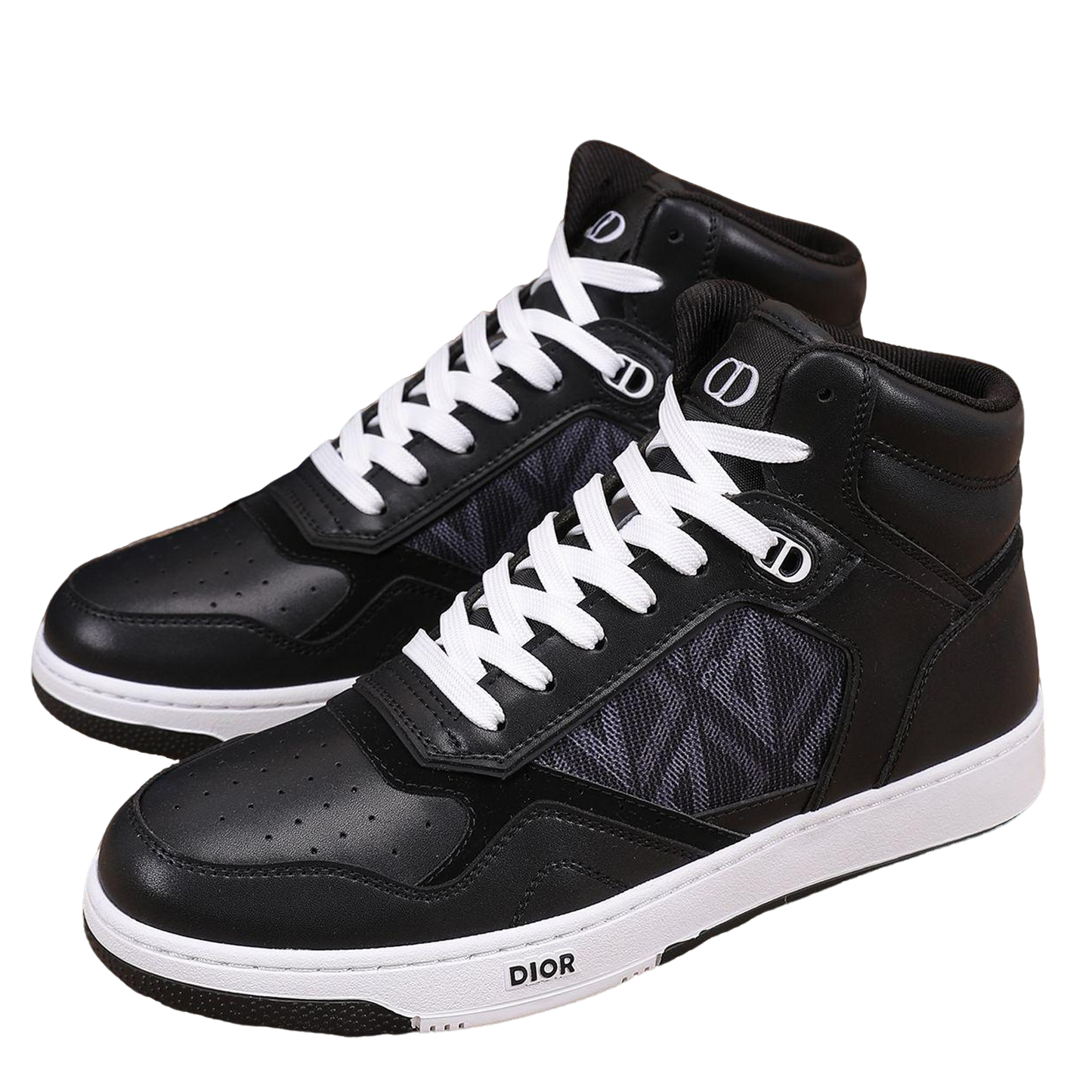Dior Men's High Top Sneakers with Oblique Pattern and Adjustable Strap