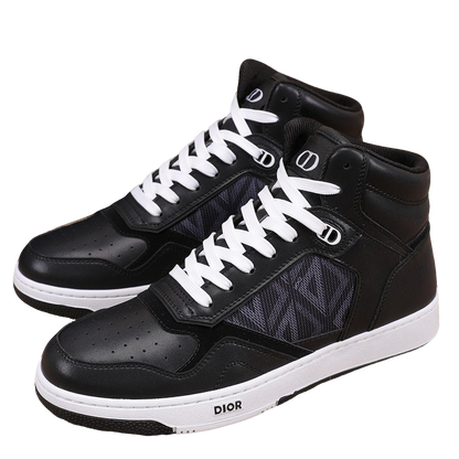 Dior Men's High Top Sneakers with Oblique Pattern and Adjustable Strap