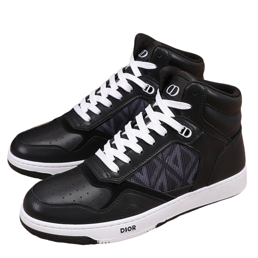 Dior Men's High Top Sneakers with Oblique Pattern and Adjustable Strap