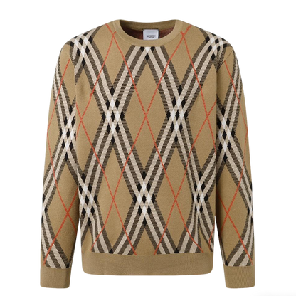 Burberry Men's Argyle Check Crew Neck Knitted Sweater