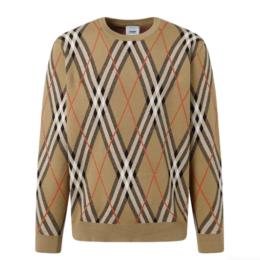 Burberry Men's Argyle Check Crew Neck Knitted Sweater