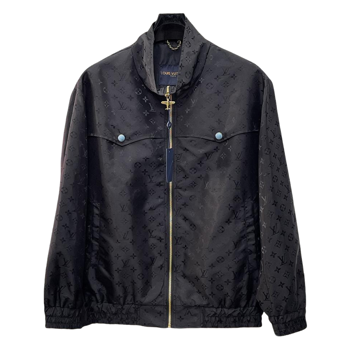 Louis Vuitton Men's Monogram Zip-Up Jacket with Stand Collar & Signature Hardware