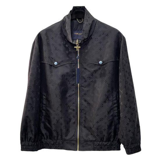 Louis Vuitton Men's Monogram Zip-Up Jacket with Stand Collar & Signature Hardware