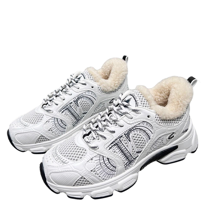 Women's Dior White Sneakers With Warm Fleece Lining