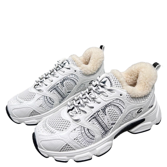 Women's Dior White Sneakers With Warm Fleece Lining