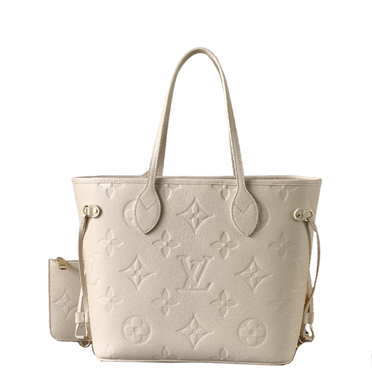 Elegant Louis Vuitton Cream Empreinte Leather Neverfull Tote Bag for Fashion Enthusiasts