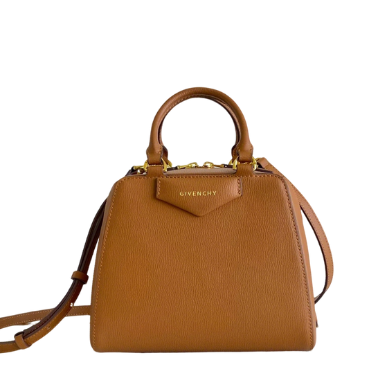 Elegant Givenchy Anyigona Cube Brown Leather Top - Handle Crossbody Bag 1319