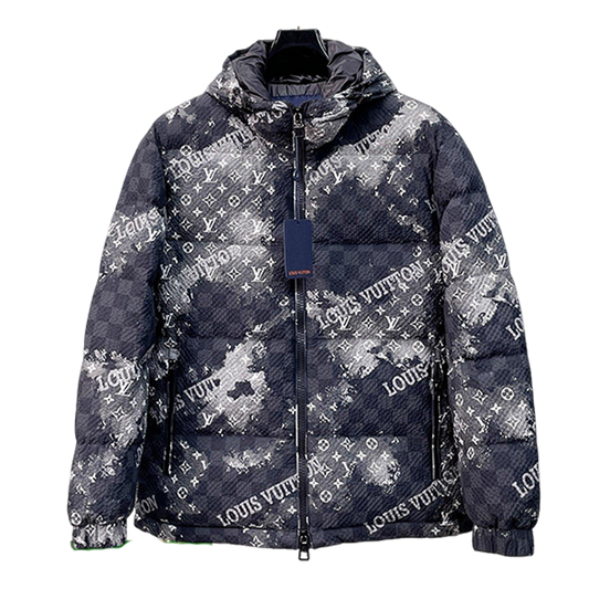Louis Vuitton Hooded Down Jacket With Monogram And Logo Print