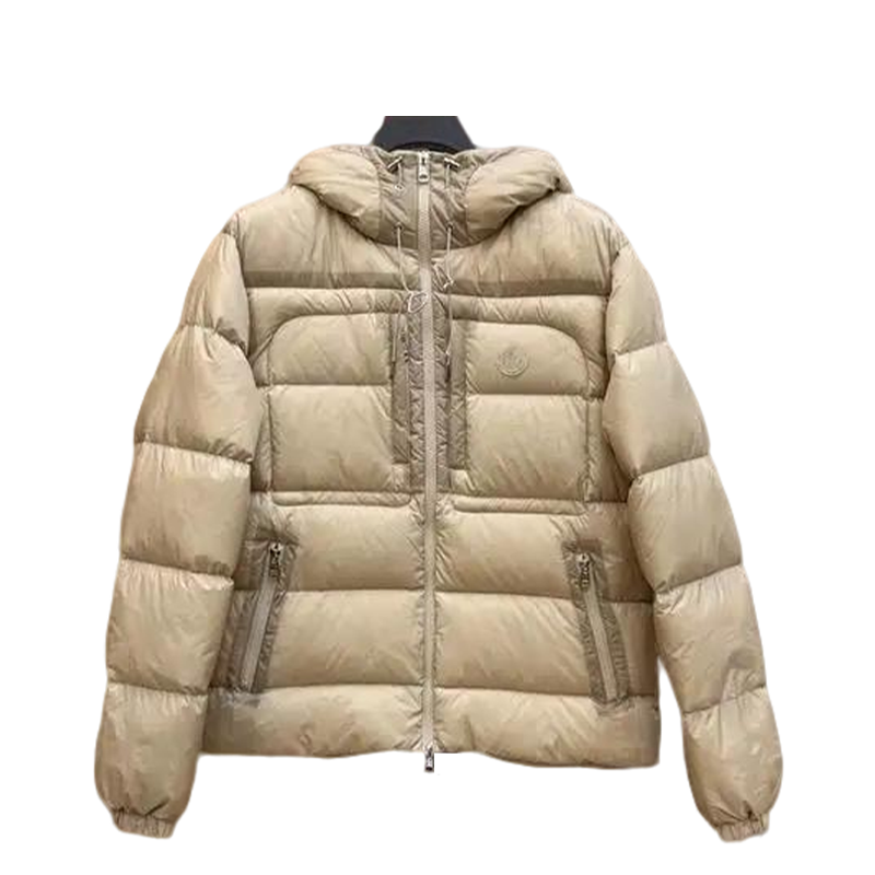 Moncler Women's Beige Hooded Down Jacket For Chic Winter Warmth