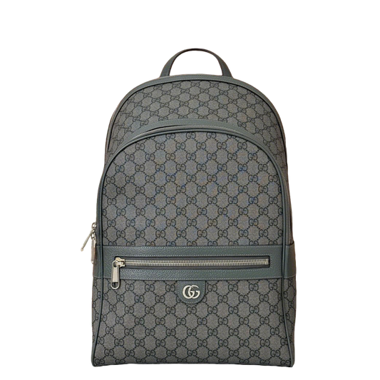 Fashionable Gray Gucci Backpack With Signature GG Pattern And Functional Design 821938