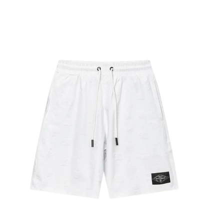 Dolce & Gabbana White Textured Shorts With Branded Patch