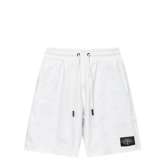 Dolce & Gabbana White Textured Shorts With Branded Patch