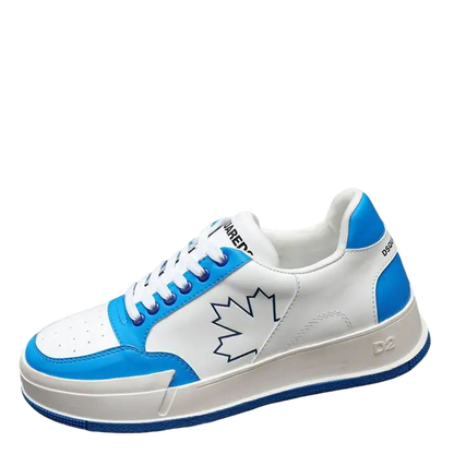 DSQUARED2 White And Blue Casual Sneakers With Maple Leaf Design