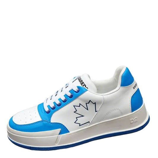 DSQUARED2 White And Blue Casual Sneakers With Maple Leaf Design