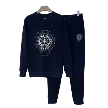 Chrome Hearts Black Tracksuit With Intricate White Graphic Design
