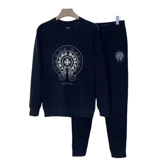 Chrome Hearts Black Tracksuit With Intricate White Graphic Design