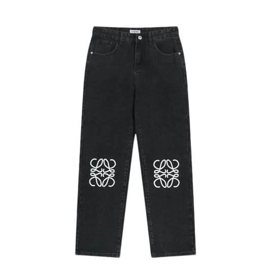 Loewe Men's Fashionable Denim Jeans With Unique Brand Patterns For Stylish Looks