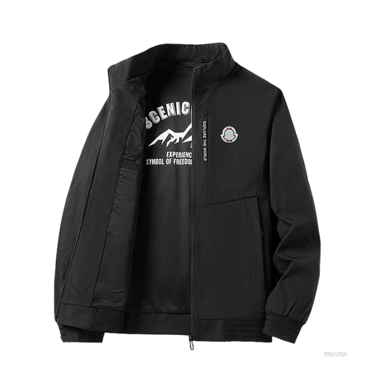Moncler Men's Black Zip - Up Jacket with Inner Graphic Tee
