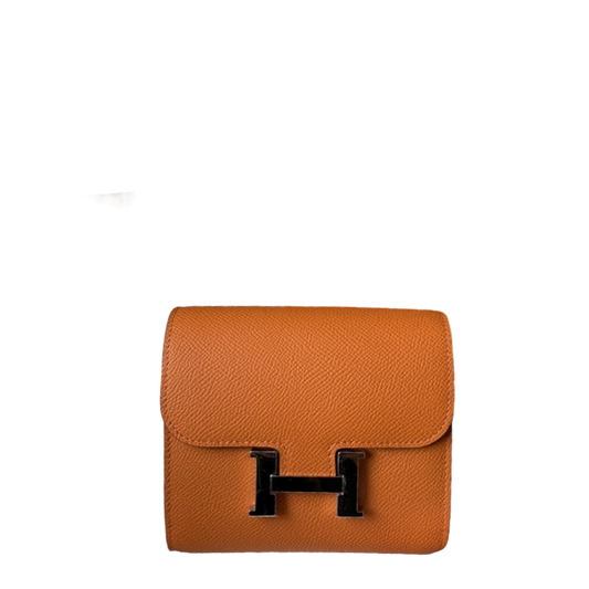 Elegant Brown Hermes Constance Wallet with Iconic H Buckle 1313