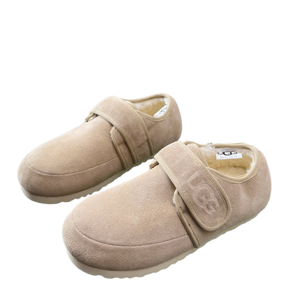 UGG Beige Suede Slippers With Adjustable Strap For Cozy Wear