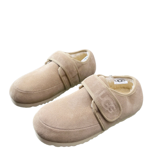 UGG Beige Suede Slippers With Adjustable Strap For Cozy Wear