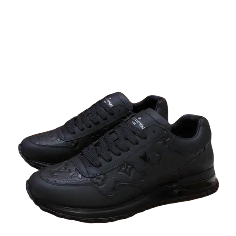 Louis Vuitton Men's Black Embossed Logo Sneakers With Premium Craftsmanship