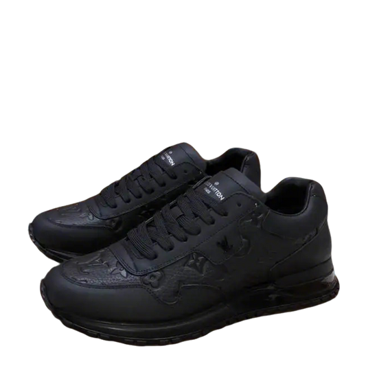 Louis Vuitton Men's Black Embossed Logo Sneakers With Premium Craftsmanship