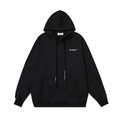Off-White Black Hoodie with Minimalist Logo for Trendy Streetwear Aesthetics