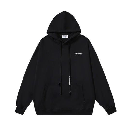 Off-White Black Hoodie with Minimalist Logo for Trendy Streetwear Aesthetics