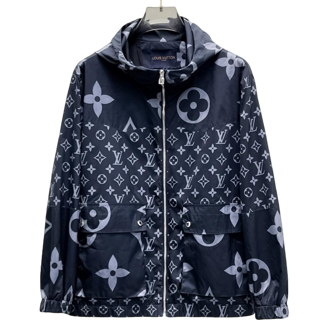 Louis Vuitton Monogram Print Hooded Windbreaker with Zip-Front