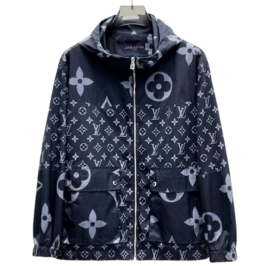 Louis Vuitton Monogram Print Hooded Windbreaker with Zip-Front