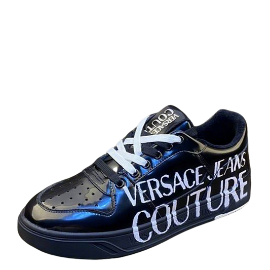 Versace Jeans Couture Black Patent Leather Low - Top Sneakers