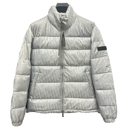 Stylish Silver Dior Puffer Jacket For Cold - Weather Elegance