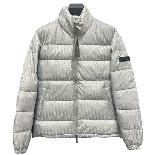Stylish Silver Dior Puffer Jacket For Cold - Weather Elegance