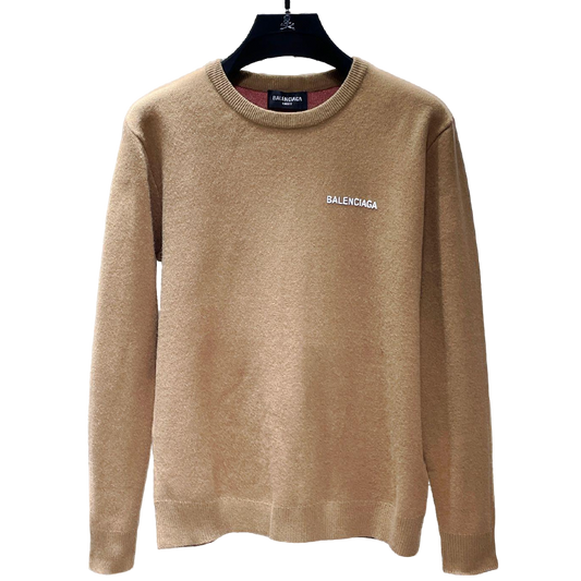 Balenciaga Beige Crew Neck Sweater With Brand Logo