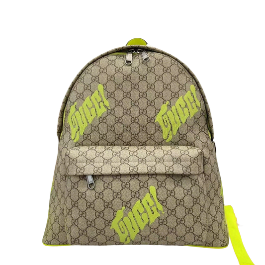 Stylish Gucci Backpack With Signature Pattern And Neon Accents For Fashion Lovers 834466