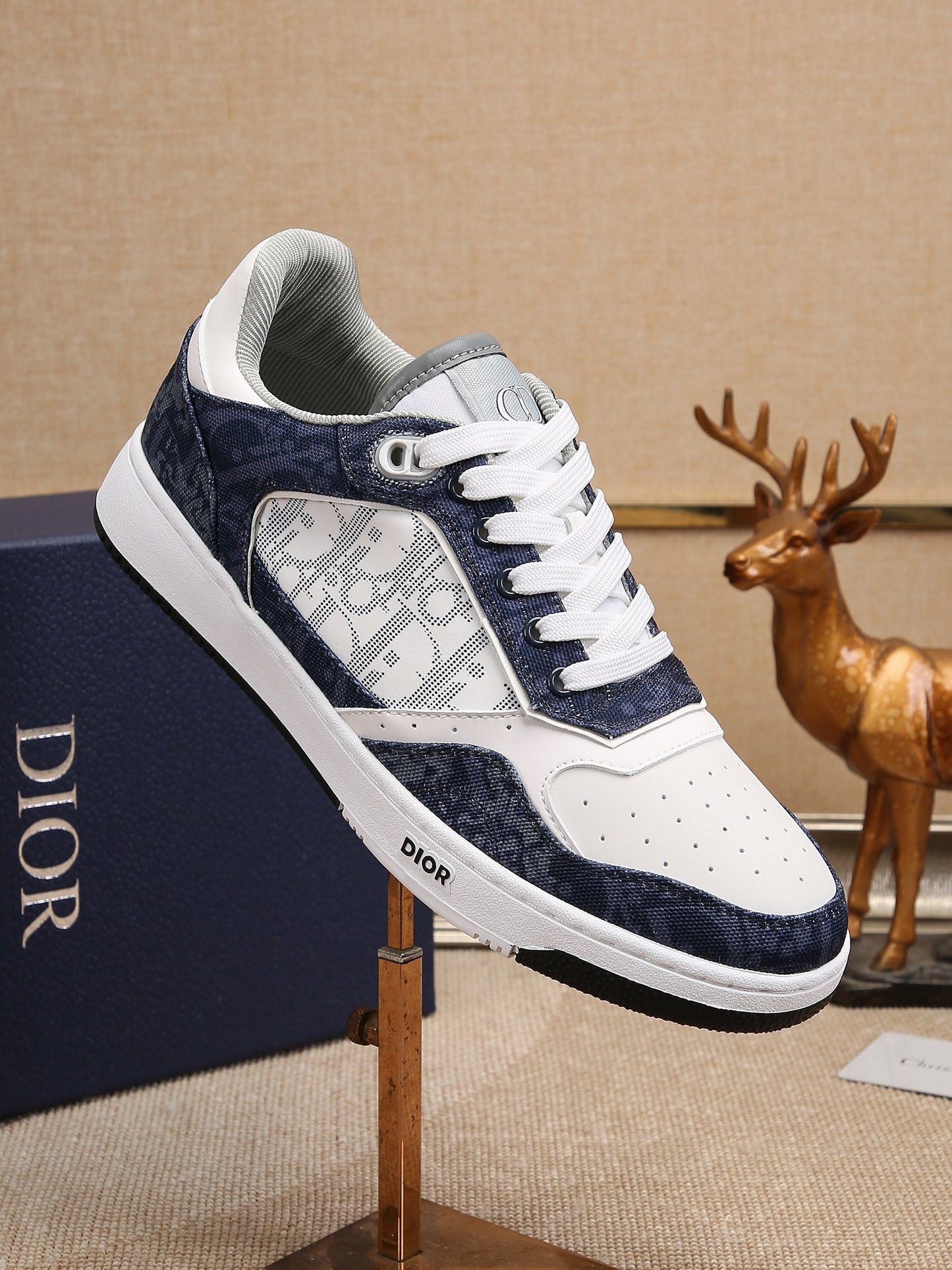 Dior Mens Sneakers Luxury Leather Casual Shoes With Oblique Pattern