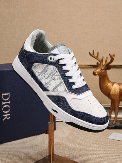 Dior Mens Sneakers Luxury Leather Casual Shoes With Oblique Pattern