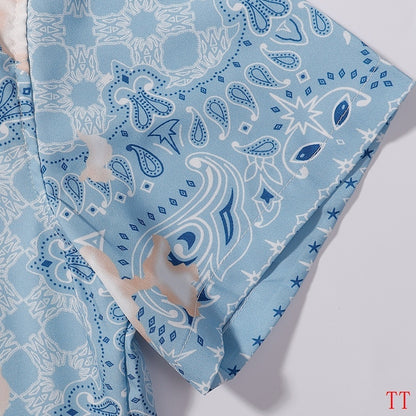 Men's AMIRI Light Blue Patterned Short - Sleeve Shirt And Shorts Set