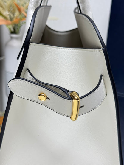 Prada White Leather Dome Satchel Bag With Top Handles 1BG538