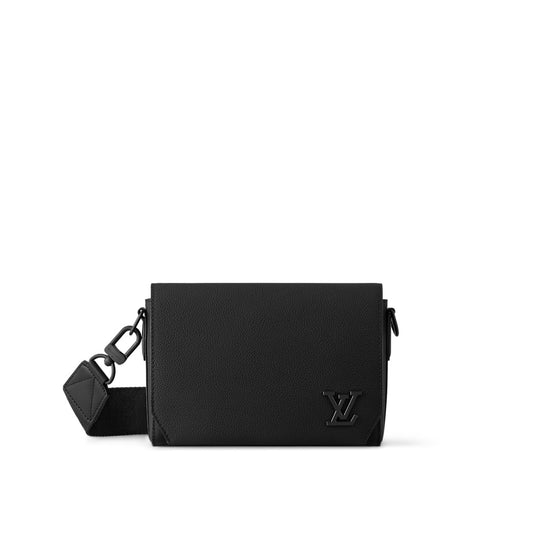 Elegant Louis Vuitton Gray Leather Crossbody Bag With Iconic LV Logo For Sophisticated Style M24769