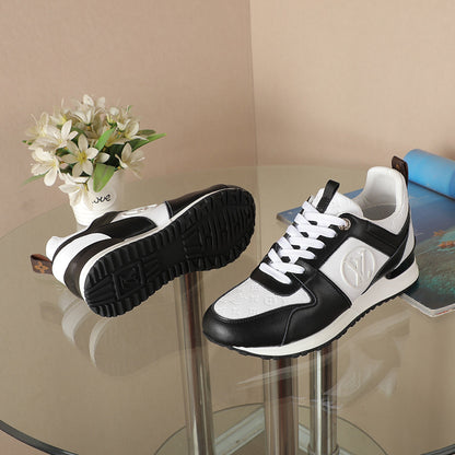 Louis Vuitton Women's Black and White Fashion Sneakers with Prominent Logo