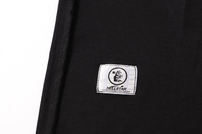 Hellstar Black T - Shirt With Flaming Graphic And Distinctive Rock - Inspired Design