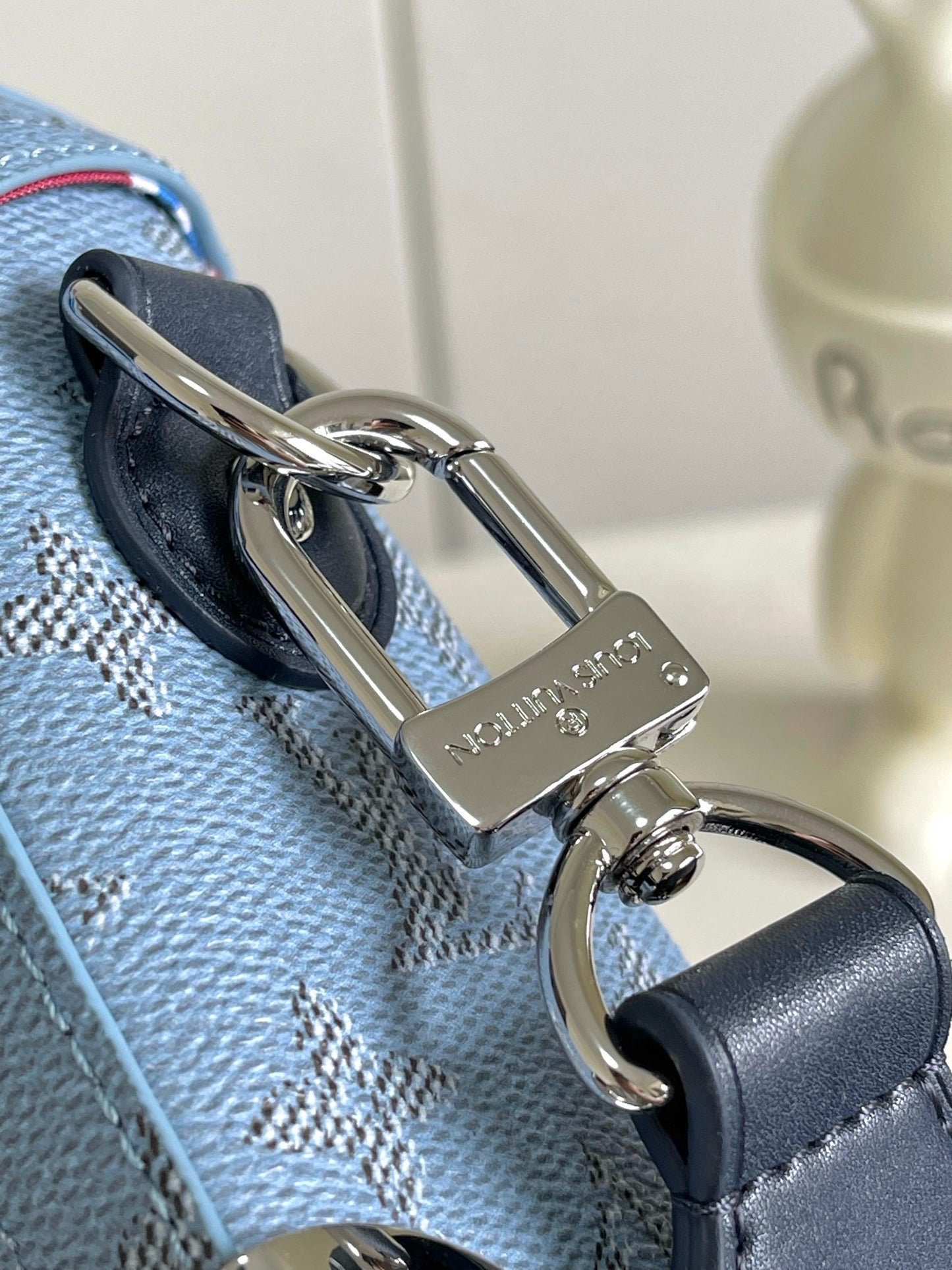 Chic Louis Vuitton Blue Monogram Trunk Bag With Navy Accents And Silver Hardware
